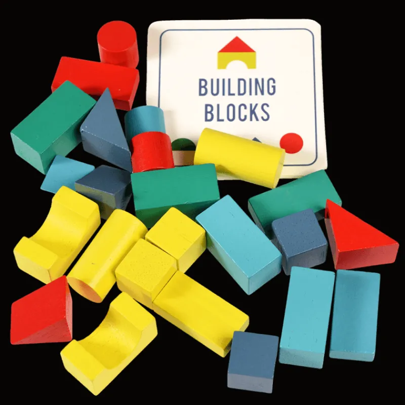 Rex London Wooden building blocks in a tin Clearance