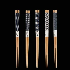 Rex London Wooden chopsticks (pack of 5 pairs) - Wagara patterns New