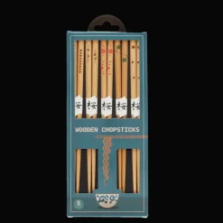 Rex London Wooden chopsticks (pack of 5 pairs) - Delicate patterns Clearance