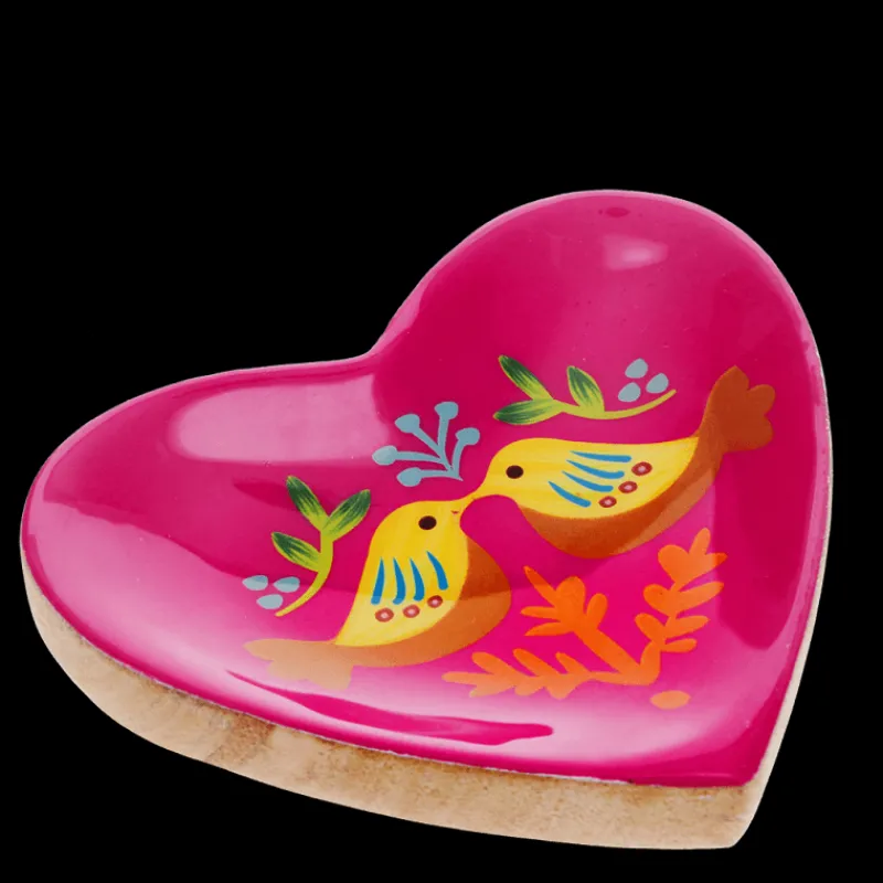 Rex London Wooden heart-shaped trinket dish - Birds Best