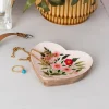 Rex London Wooden heart-shaped trinket dish - Flowers Discount