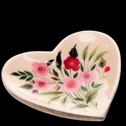 Rex London Wooden heart-shaped trinket dish - Flowers Discount