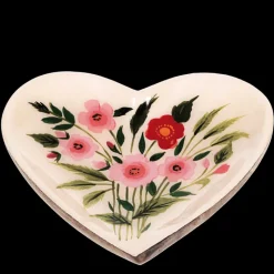 Rex London Wooden heart-shaped trinket dish - Flowers Discount