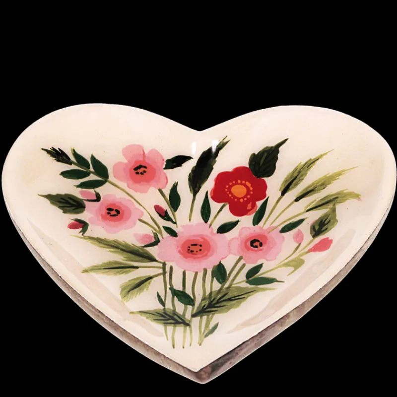 Rex London Wooden heart-shaped trinket dish - Flowers Discount
