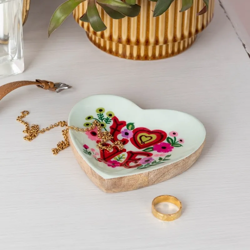 Rex London Wooden heart-shaped trinket dish - Love Online