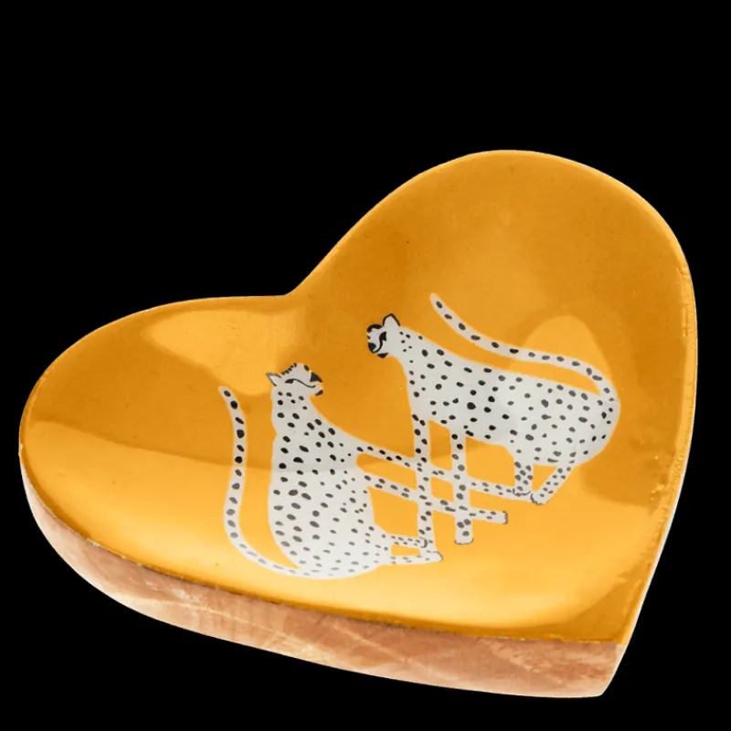 Rex London Wooden heart-shaped trinket dish - Leopards Hot