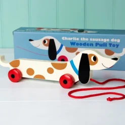 Rex London Wooden pull toy - Charlie the Sausage Dog Clearance