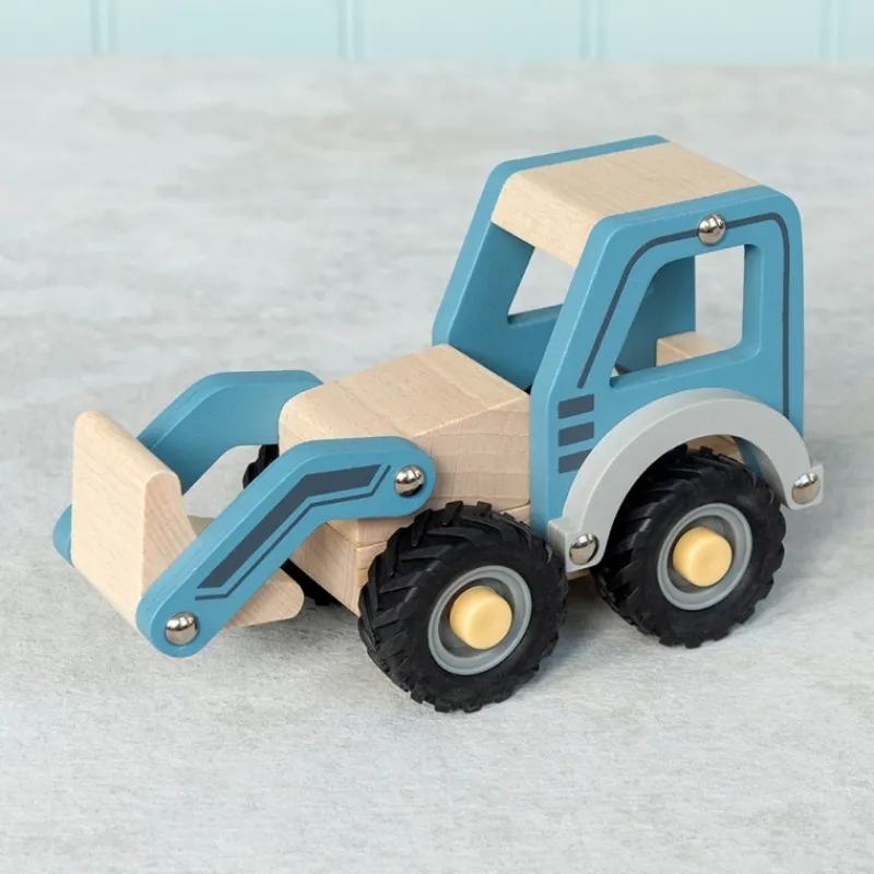 Rex London Wooden push along vehicle toy - Digger truck (blue) Sale