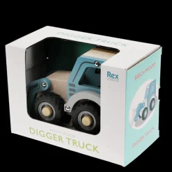 Rex London Wooden push along vehicle toy - Digger truck (blue) Sale