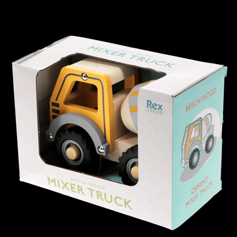 Rex London Wooden push along vehicle toy - Cement mixer (yellow) Hot
