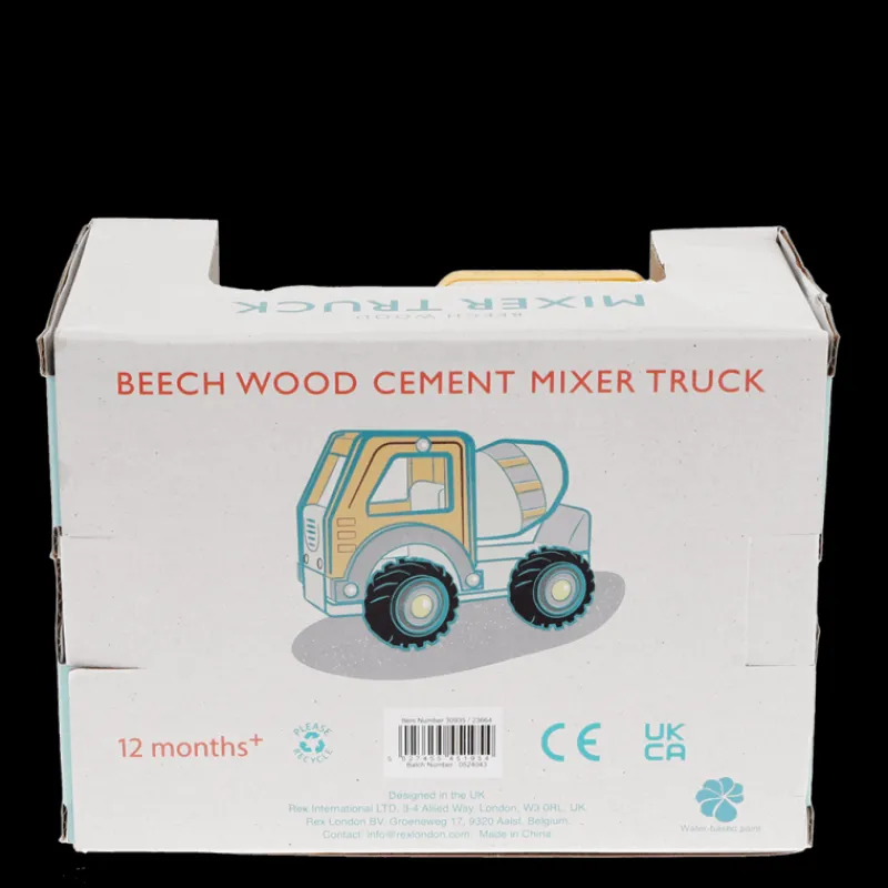 Rex London Wooden push along vehicle toy - Cement mixer (yellow) Hot