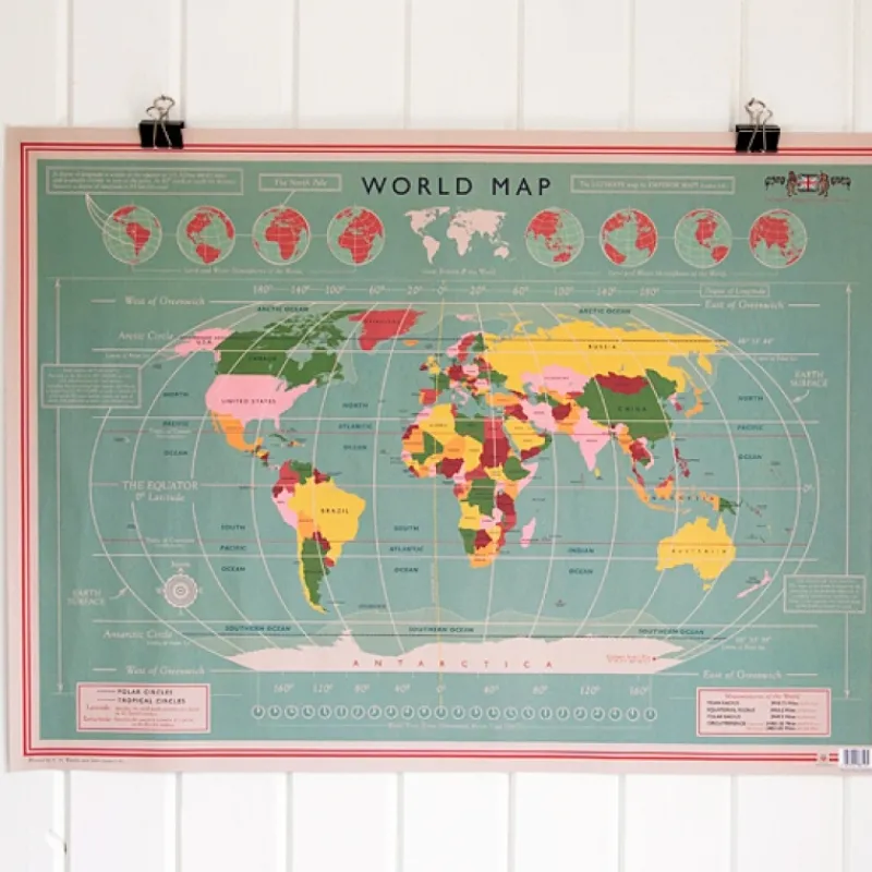 Rex London Wrapping paper sheets - World Map New